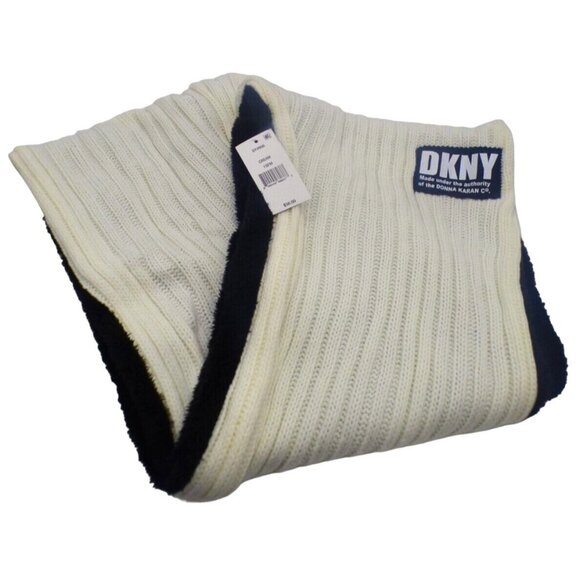 DKNY Fleece-Lined Knit Infinity Scarf, Cream - Picture 2 of 12